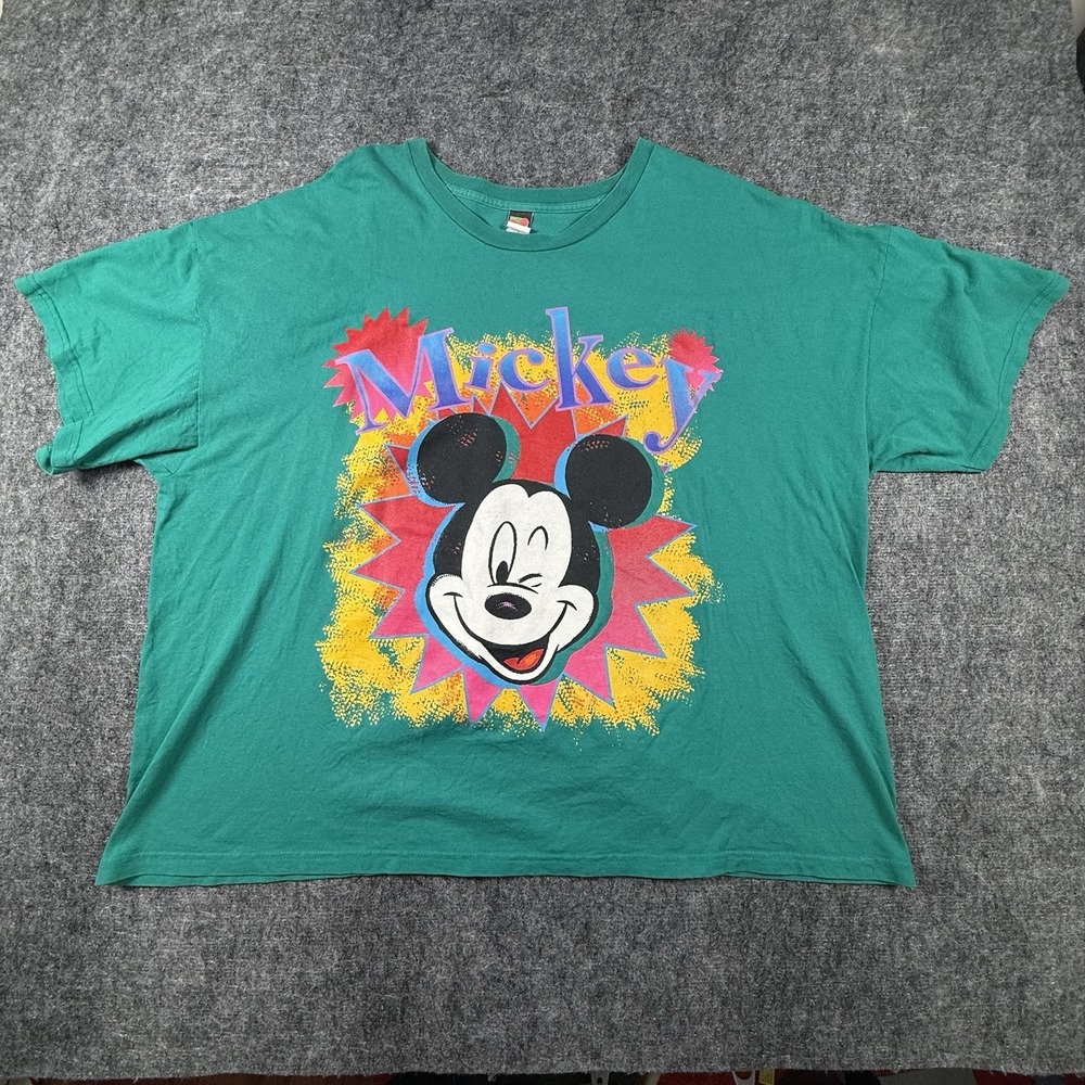Vintage Mickey Unlimited Mickey Mouse T Shirt Green 90s Disney Graphic 3XL
